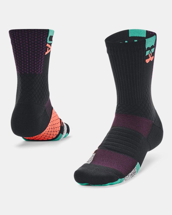 Unisex UA ArmourDry™ Playmaker Black History Month Mid-Crew Socks in Black image number 0